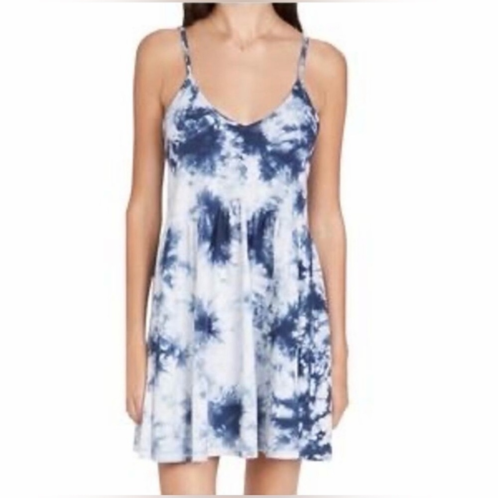 REVOLVE Z Supply NWT Kona Cloud Print Mini Dress—Black Iris Tie-Dye Size Large